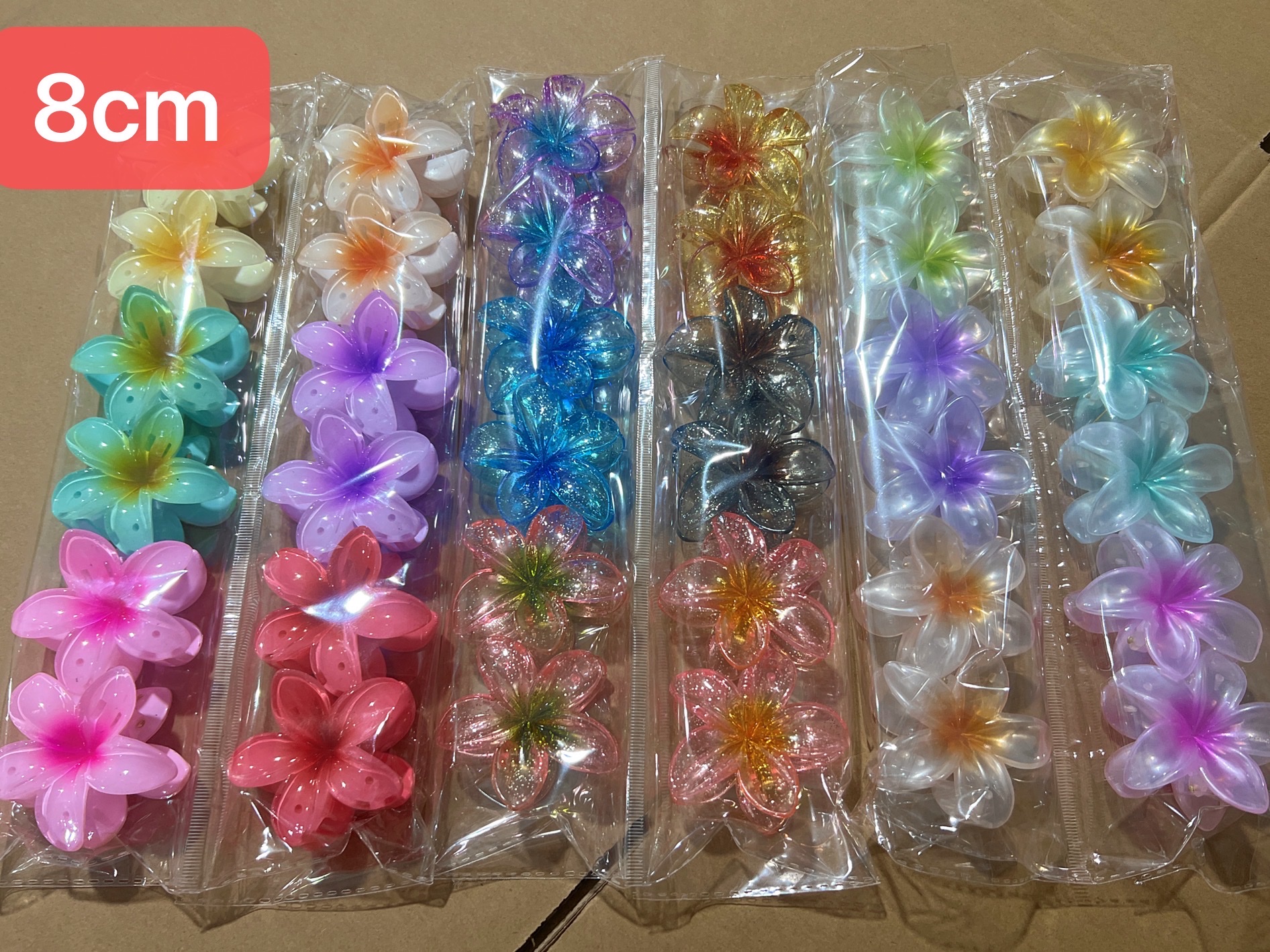 4cm6cm8cm11cm鸡蛋花多种效果现货发夹发饰抓夹创意饰品夹子白底实物图