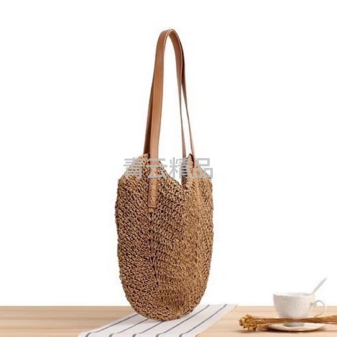 New hand-woven bag, large-capacity single-shoulder women's bag, textured underarm bag, seaside vacation forest-style French straw bag, woven bag, straw bag, Lafite straw bag, women's straw artistic woven bag, women's straw artistic woven bag detail image 4