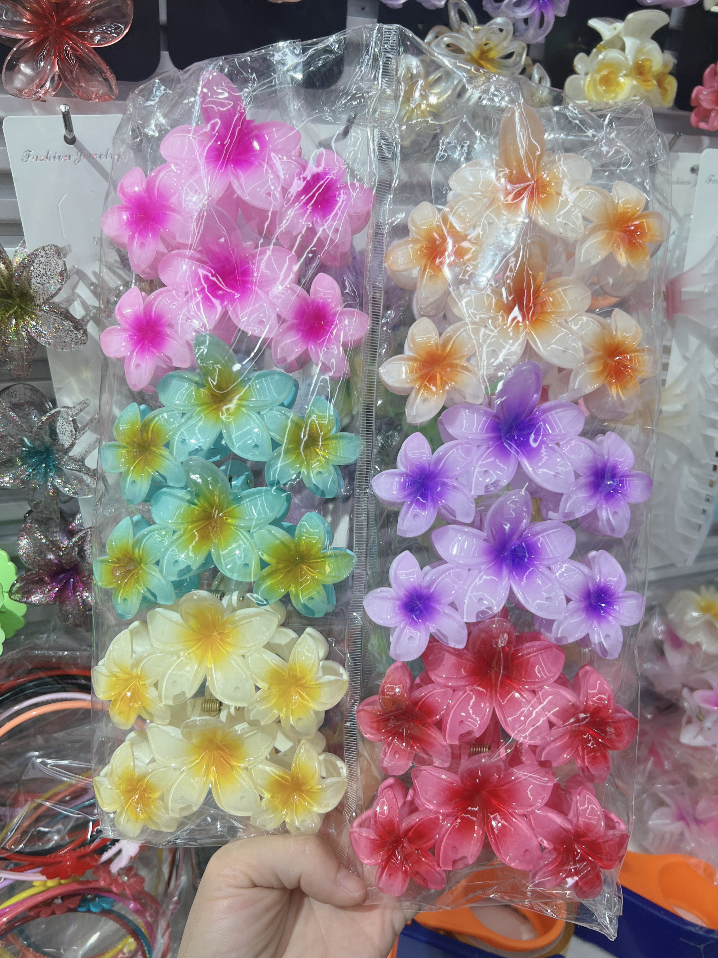 4cm6cm8cm11cm鸡蛋花多种效果现货发夹发饰抓夹创意饰品夹子产品图