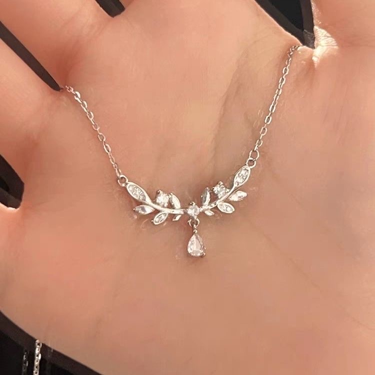 Laurel 999 plata de ley collar espiga de maíz mujer lujo nicho premium clavícula ins novia novias novias regalo Specification image