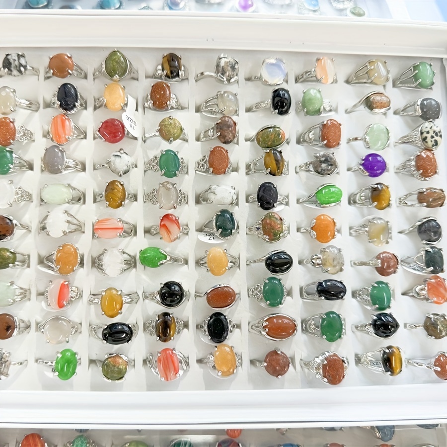 Natural stone rings with mixed styles and colors