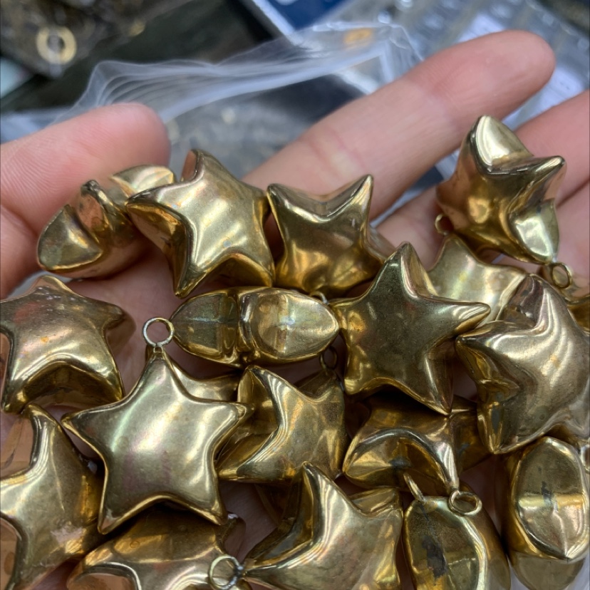 五角星吊坠毛胚铜合金挂件空心吊坠黄铜色产品图