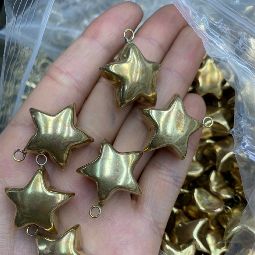 五角星吊坠毛胚铜合金挂件空心吊坠黄铜色详情图1