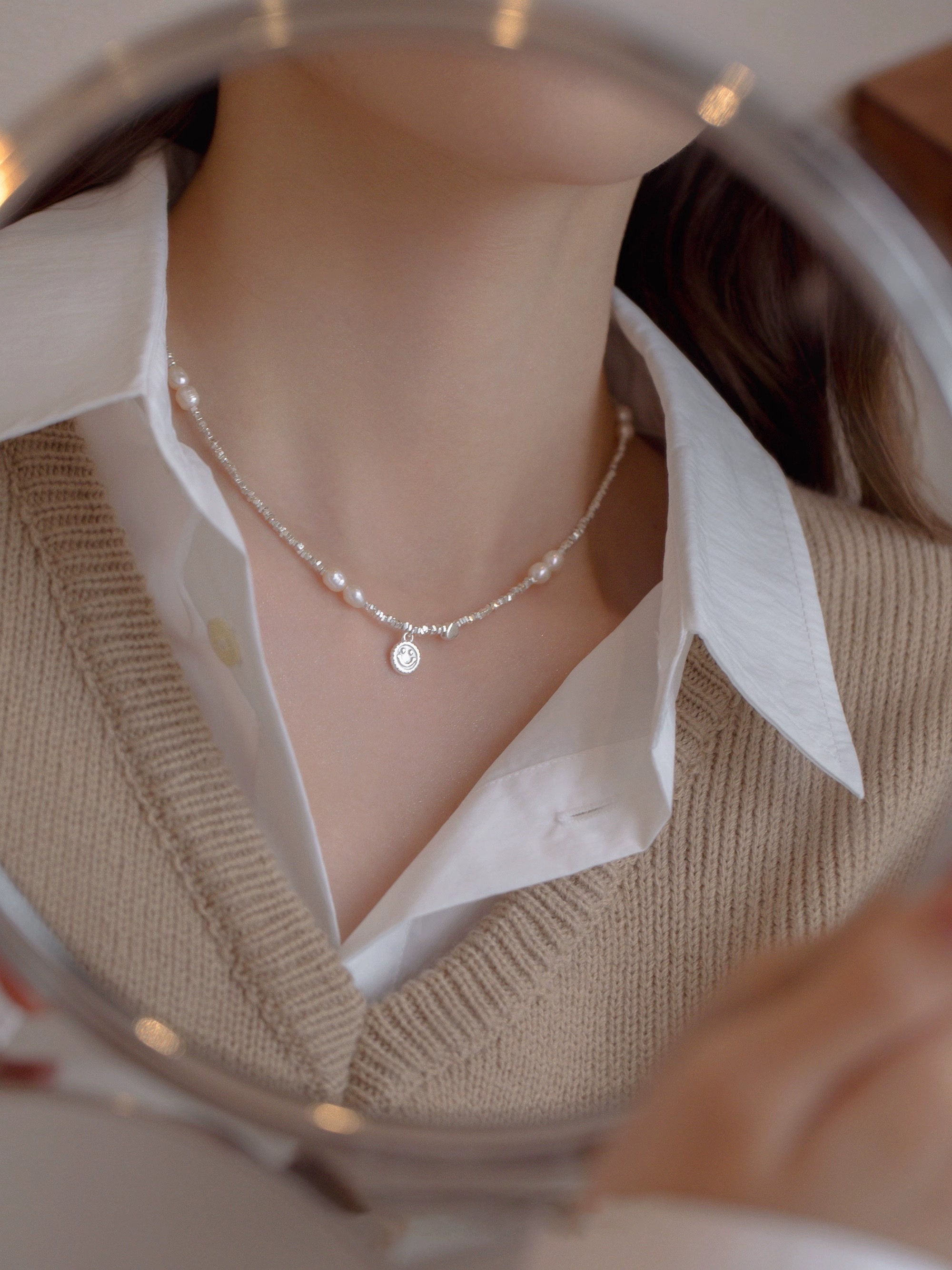 纯银珍珠碎银子项链轻奢小众设计锁骨链送老婆生日礼物产品图