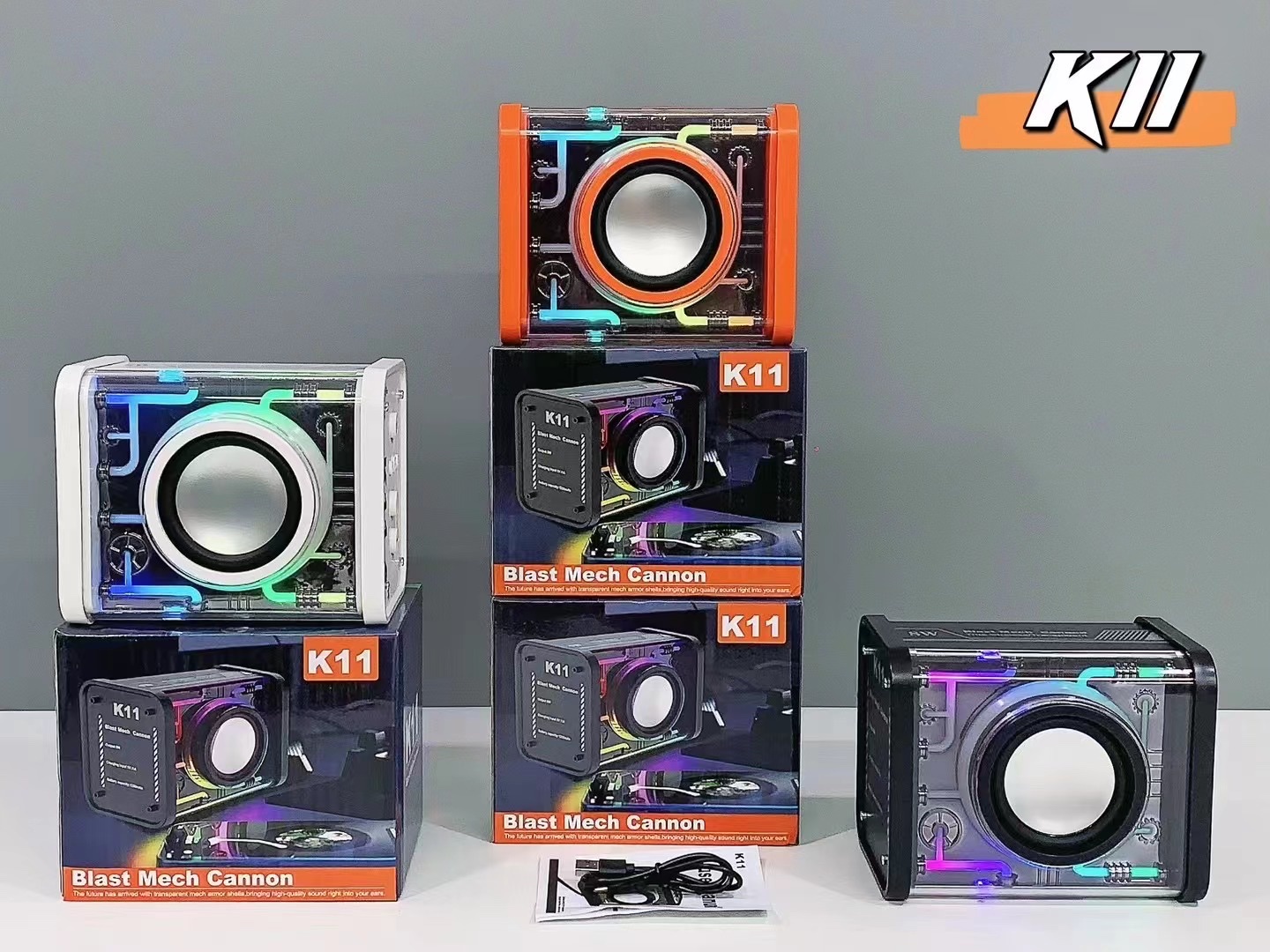 New Dazzle Mecha High-Power Subwoofer Wireless Bluetooth Speaker K11 Specification drawing