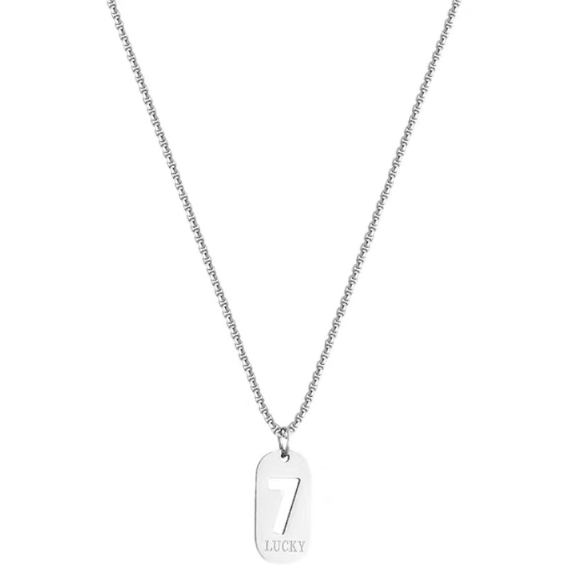 Lucky number 7 Fang brand necklace, hip-hop for women, trendy for men, European and American niche hoodie chain, sweater chain and accessory Item Picture