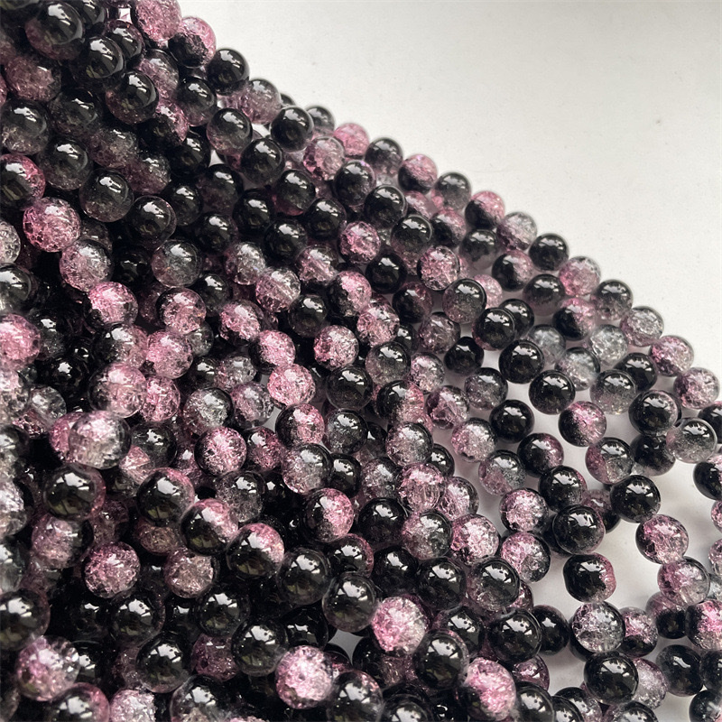 10mm玻璃爆花珠烤漆散珠半成品串珠diy饰品配件敦煌色系珠新中式手工制作服装辅料琉璃玉碎珠子             图