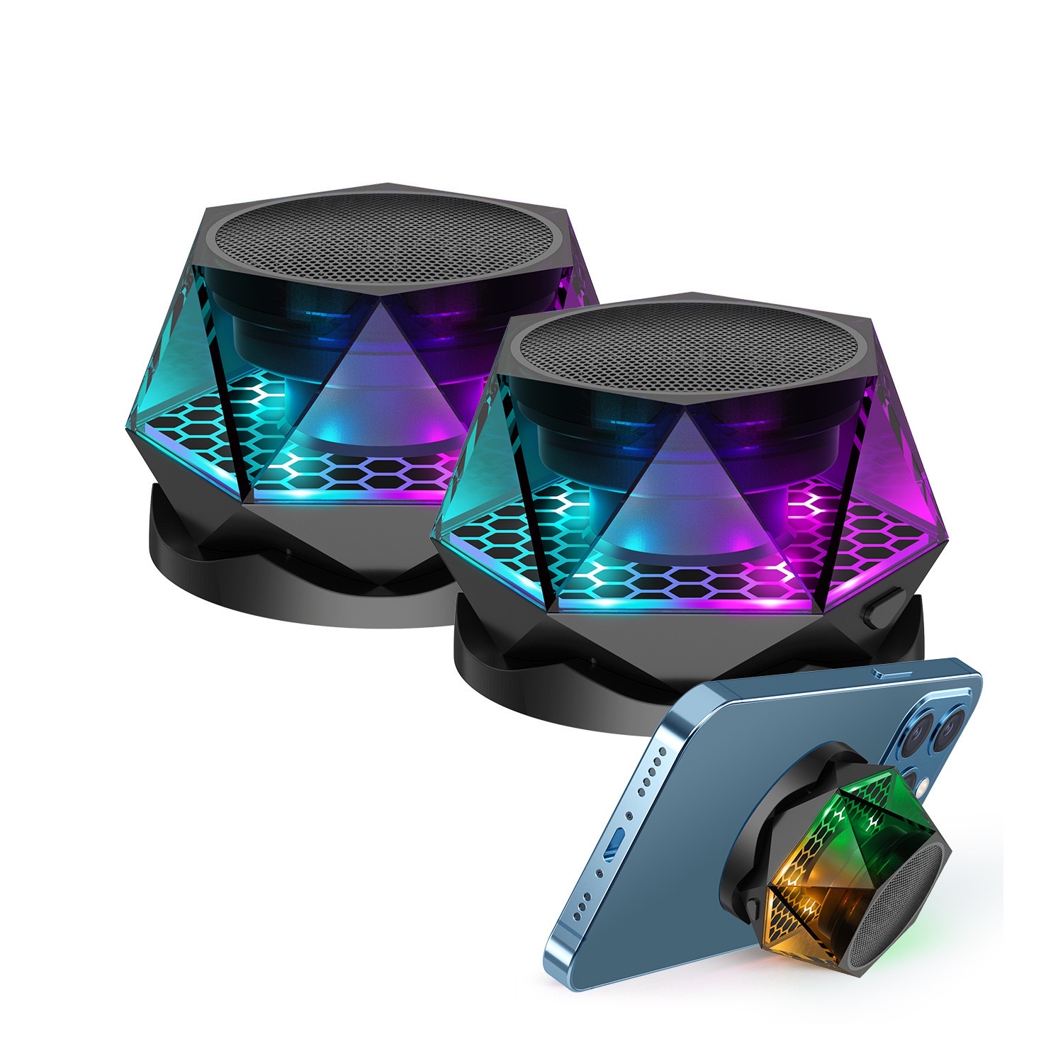 Amazon Explosion Wireless Bluetooth Small Speaker Convenient Mini Subwoofer Large Volume Led Light Small Steel Cannon