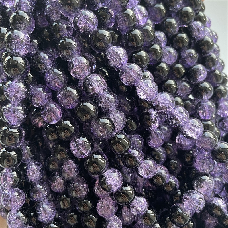 10mm玻璃爆花珠烤漆散珠半成品串珠diy饰品配件敦煌色系珠新中式手工制作服装辅料琉璃玉碎珠子             详情图3