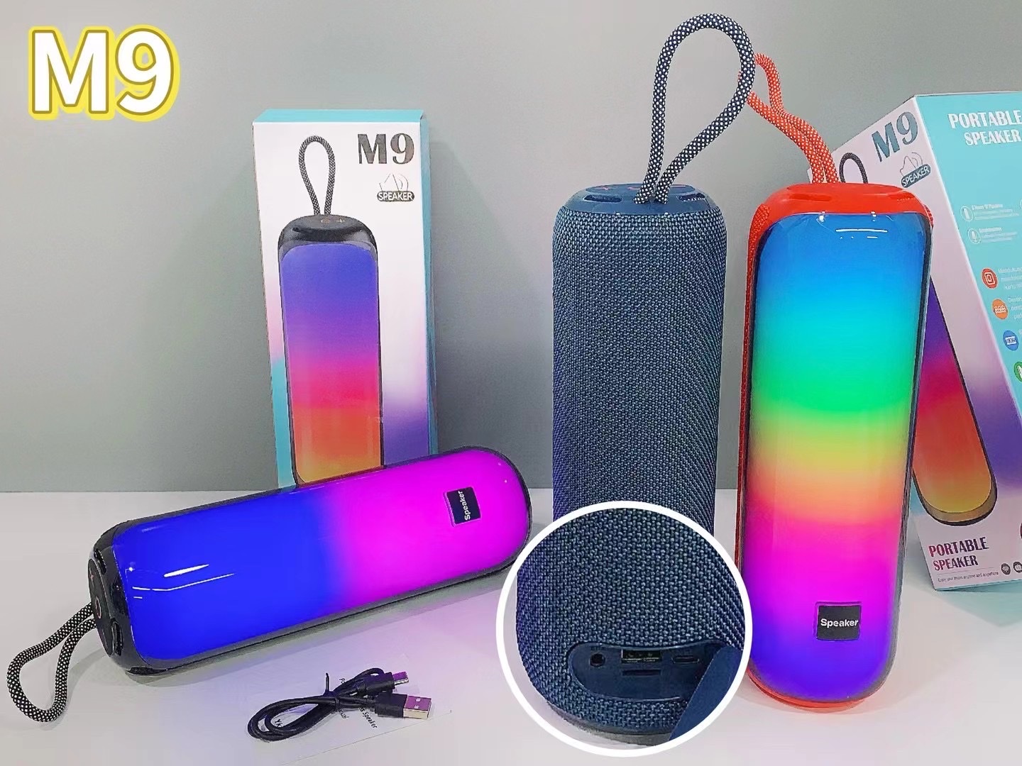 New Portable Rgb Bluetooth Speaker M9 Specification drawing