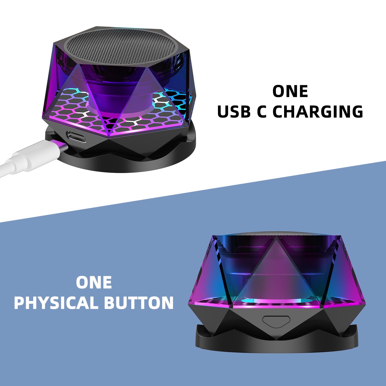 Amazon Explosion Wireless Bluetooth Small Speaker Convenient Mini Subwoofer Large Volume Led Light Small Steel Cannon Item Picture