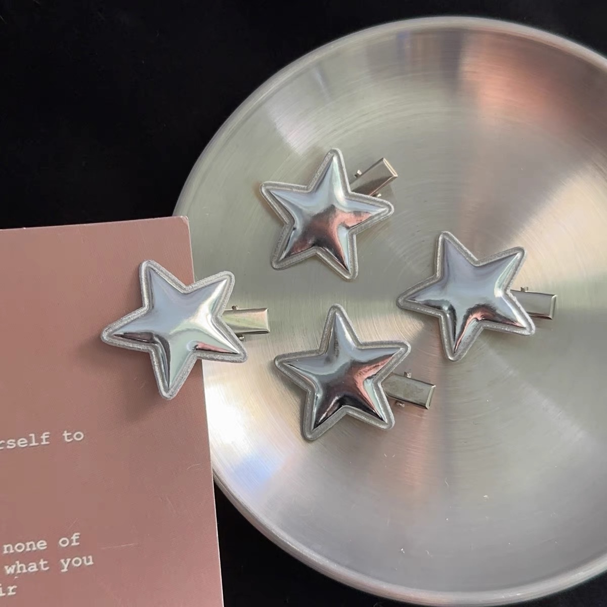 银色星星鸭夹皮质辣妹百搭甜美刘海发饰发卡儿童发卡详情图3