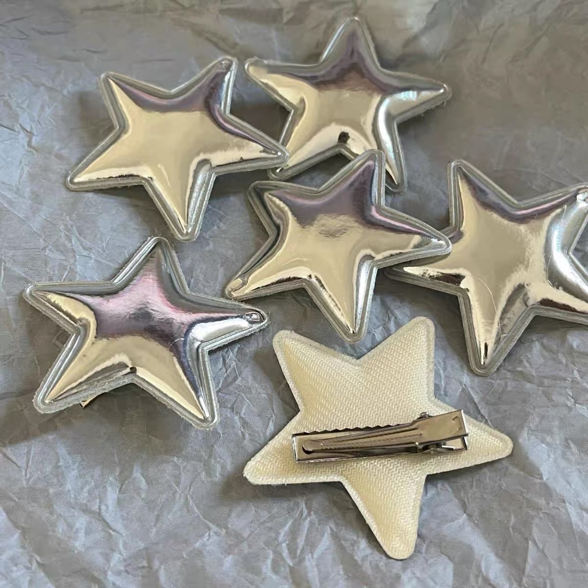 银色星星鸭夹皮质辣妹百搭甜美刘海发饰发卡儿童发卡详情图2