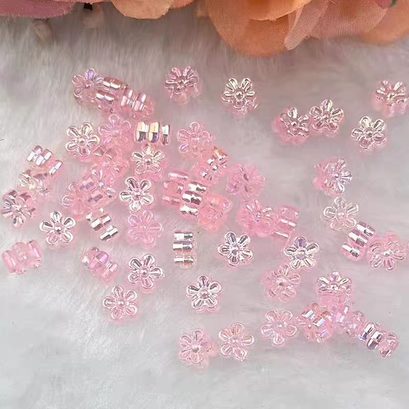 6mmAB colorful transparent plum blossom plated flower diy children's handcrafted beaded woven bracelet beads detail image 7