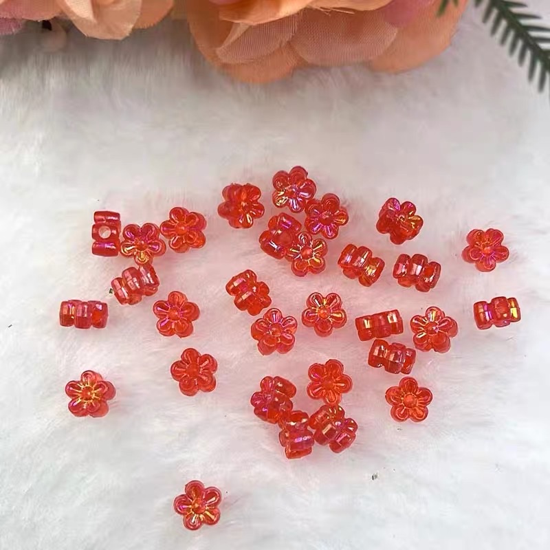 6mmAB colorful transparent plum blossom plated flower diy children's handcrafted beaded woven bracelet beads detail image 9