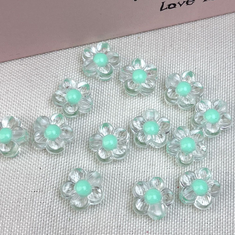 12mm inner color transparent plum blossom flower diy children's handcrafted beaded woven bracelet, beads within beads, scattered beads detail image 2