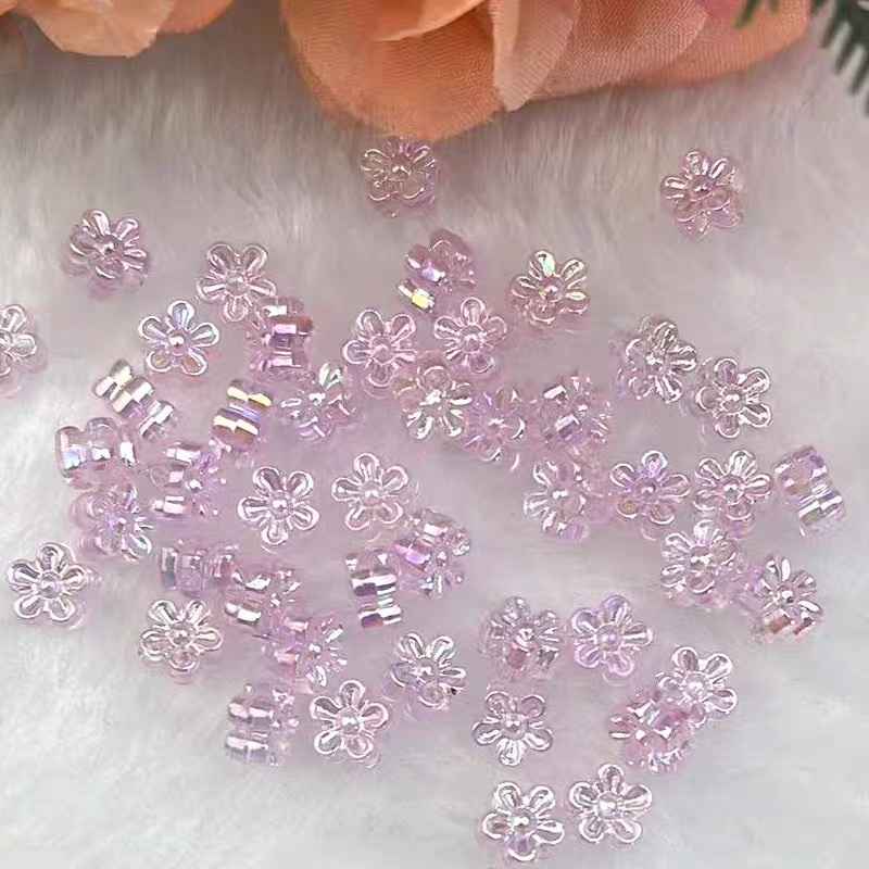 6mmAB colorful transparent plum blossom plated flower diy children's handcrafted beaded woven bracelet beads detail image 5