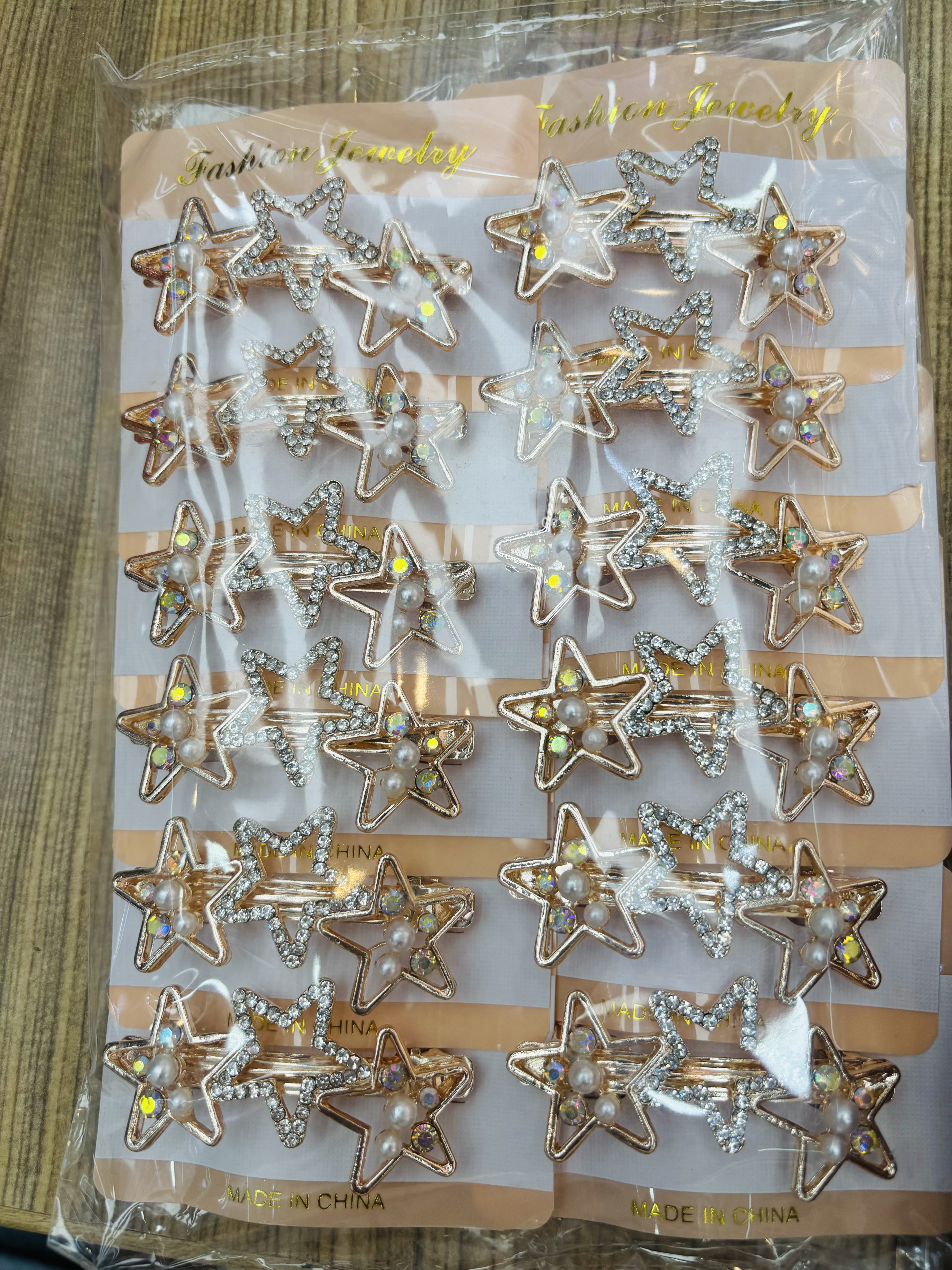 6cm alloy hairpin top clip set with diamond pearl pentagram rose gold details Picture