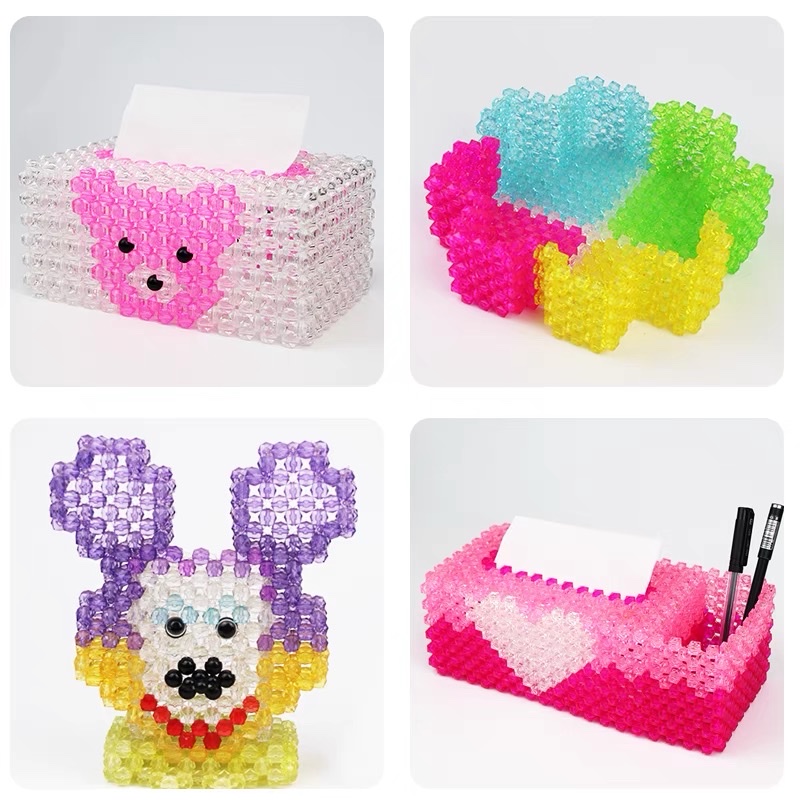 8mm四方珠透明水晶亚克力散珠子diy手工饰品创意立体菱形穿孔串珠详情图8