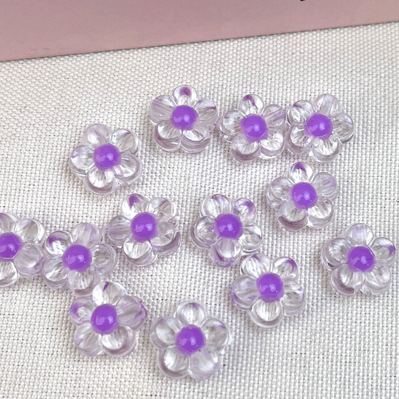 12mm inner color transparent plum blossom flower diy children's handcrafted beaded woven bracelet, beads within beads, scattered beads detail image 7