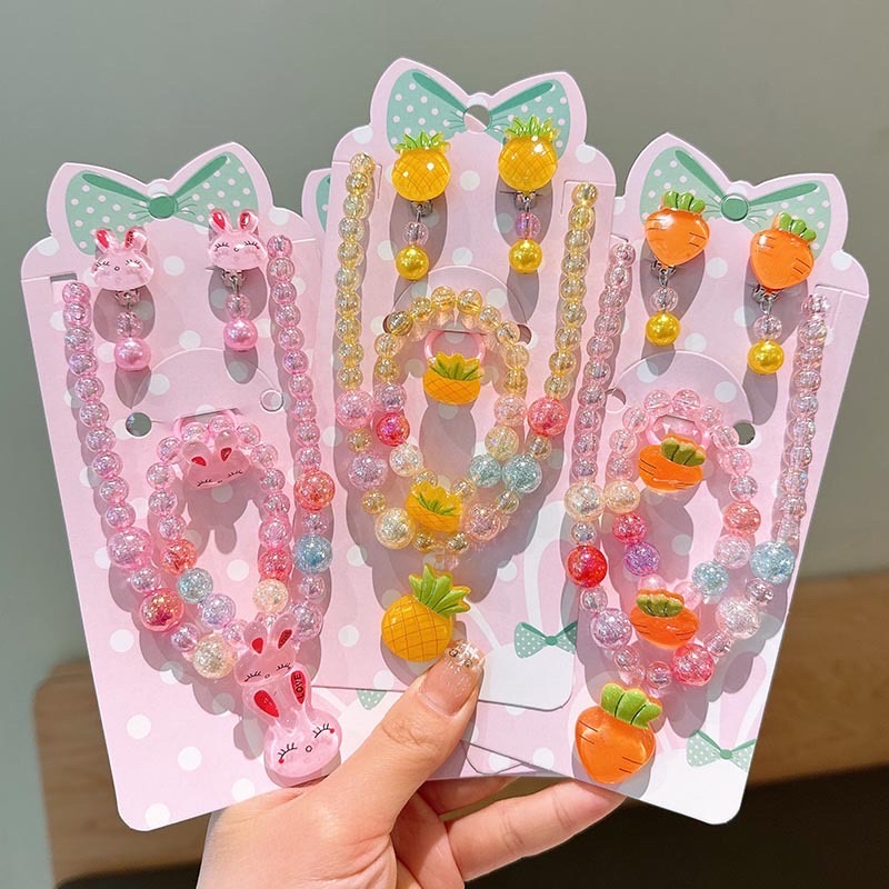 女童项链儿童水果挂件卡通亚克力挂坠串珠首饰小女孩公主首饰套装项链