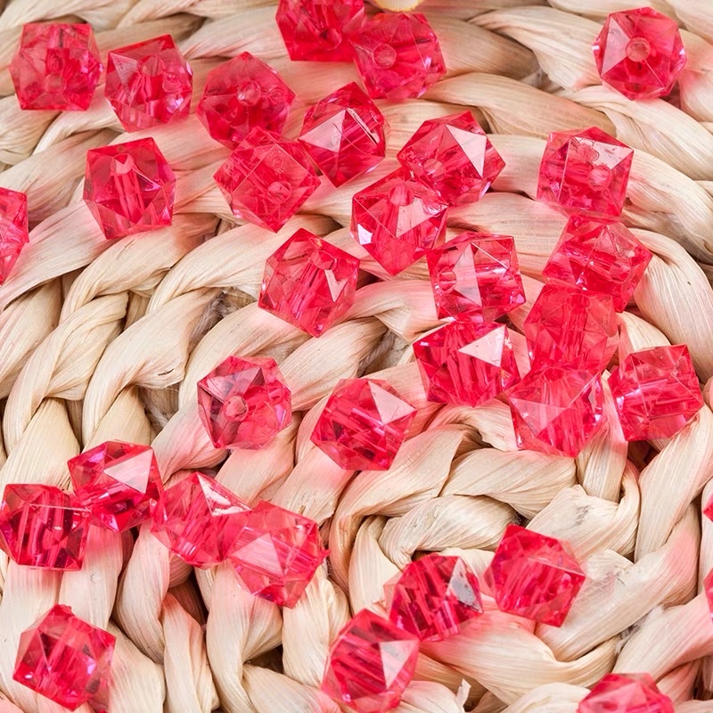 8mm四方珠透明水晶亚克力散珠子diy手工饰品创意立体菱形穿孔串珠详情图4