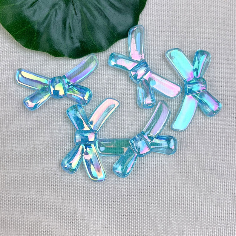 33mm transparent AB iridescent bow acrylic beaded pendant, diy handmade jewelry, phone case, hair clip material Application Scenario