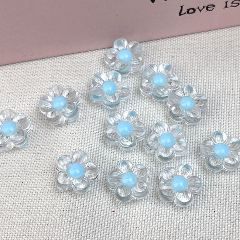 12mm inner color transparent plum blossom flower diy children's handcrafted beaded woven bracelet, beads within beads, scattered beads detail image 4