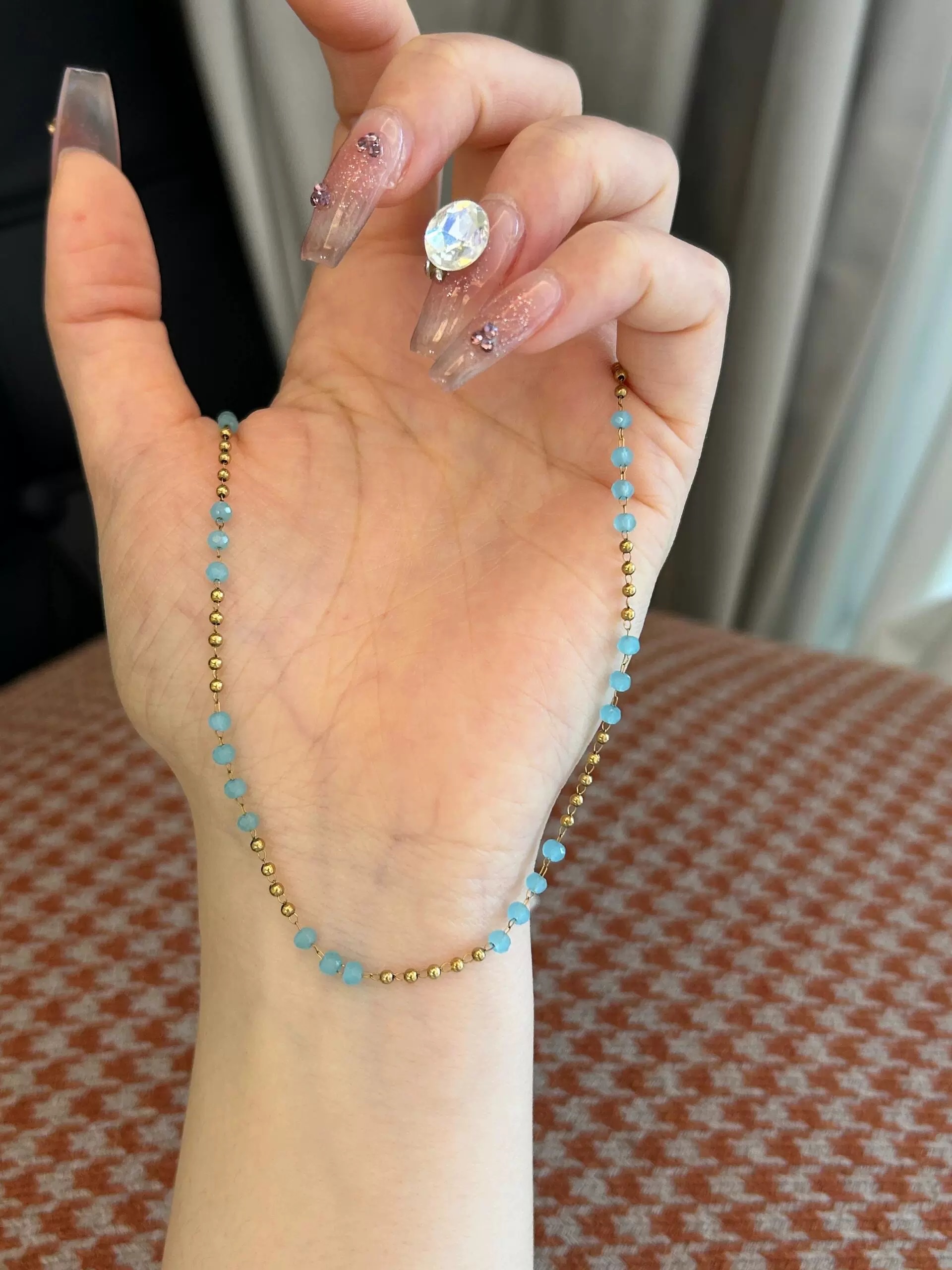 原创海洋蓝小清新项链百搭ins轻奢简约女生闺蜜叠戴夏锁骨链颈链项链详情图5