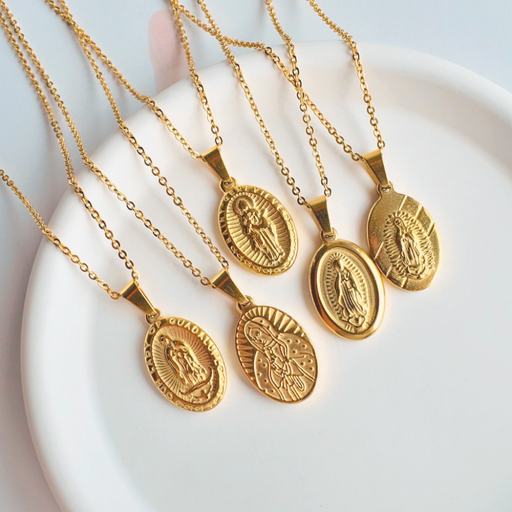 不锈钢玛丽亚吊坠十字架项链 外贸出口时尚饰品女士项链