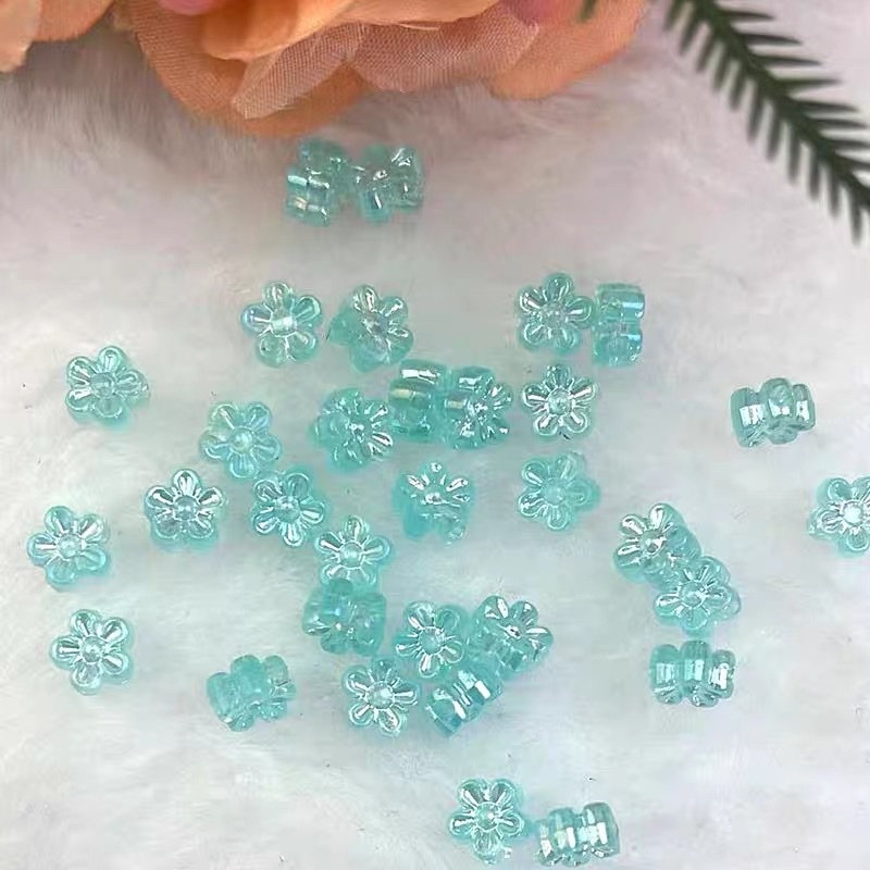 6mmAB彩透明梅花镀彩花朵diy儿童手工串珠编织手链珠子