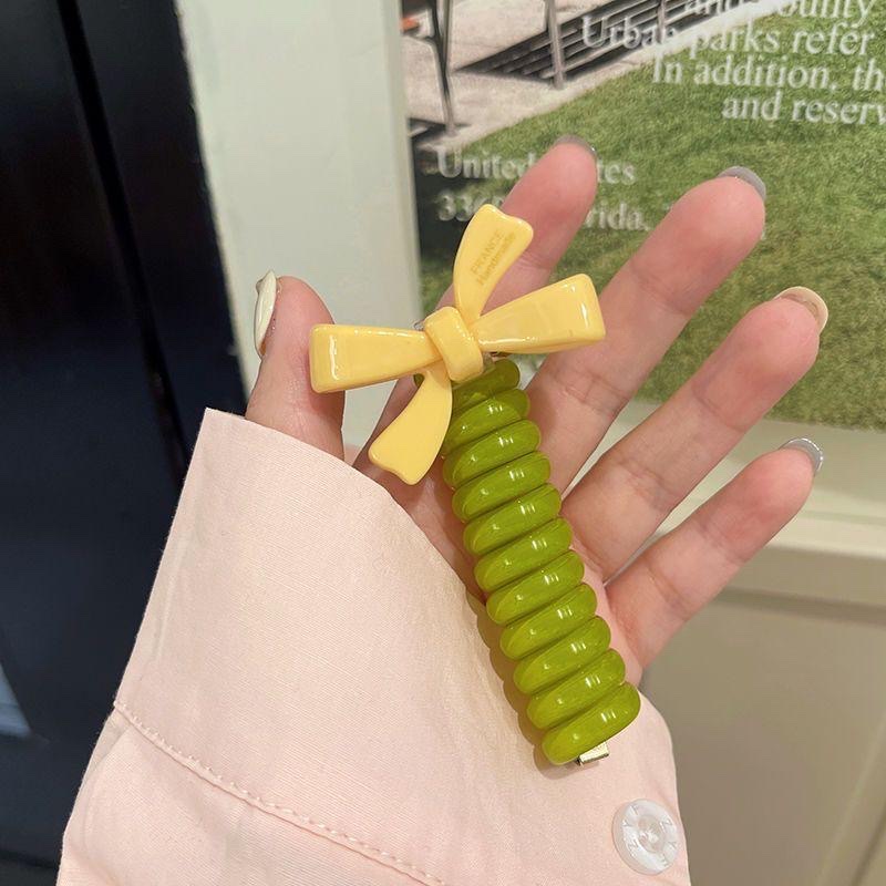 日系可爱少女电话线发圈高马尾泡泡辫编发神器高弹力发绳头饰皮筋 白底实物图