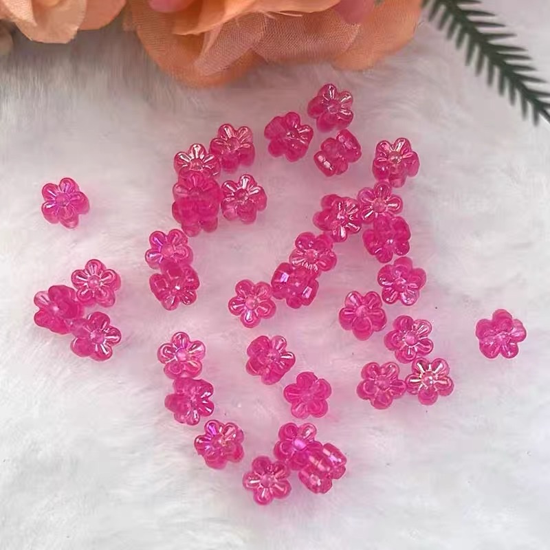 6mmAB colorful transparent plum blossom plated flower diy children's handcrafted beaded woven bracelet beads detail image 4