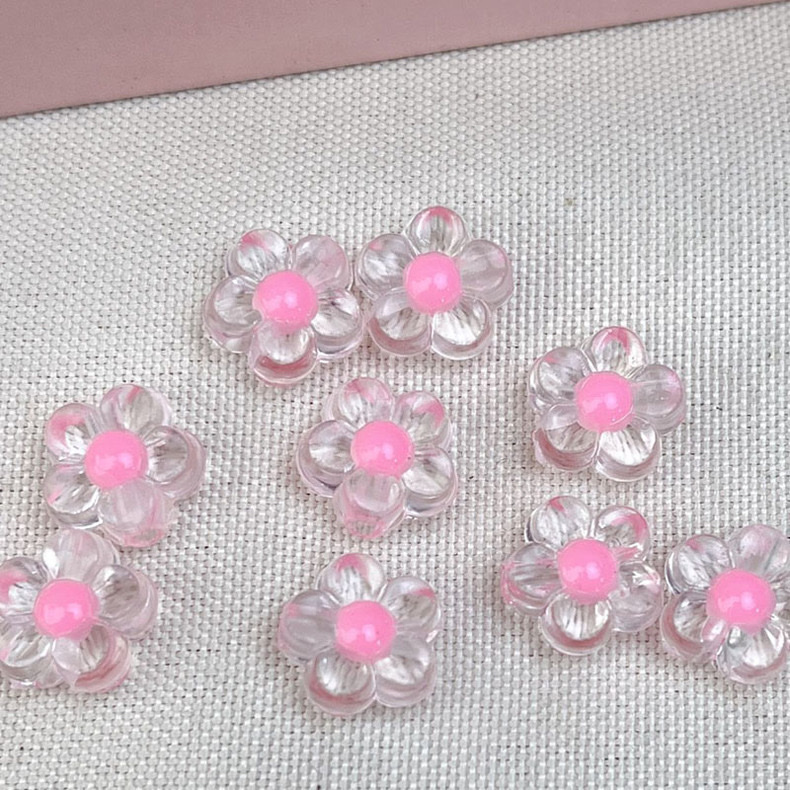 12mm inner color transparent plum blossom flower diy children's handcrafted beaded woven bracelet, beads within beads, scattered beads detail image 3