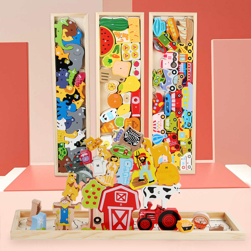 New cartoon traffic animal 3D puzzle board, wooden children's and babies' wooden early education and intelligence toy puzzle Specification image