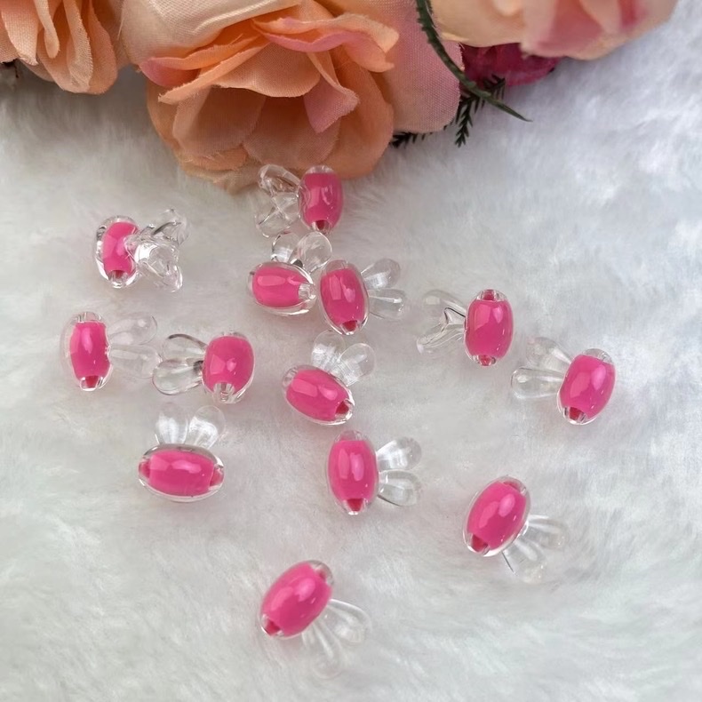 10*12mm内彩兔子耳朵透明珠中珠亚克力糖果色散珠DIY手工饰品配件详情图2