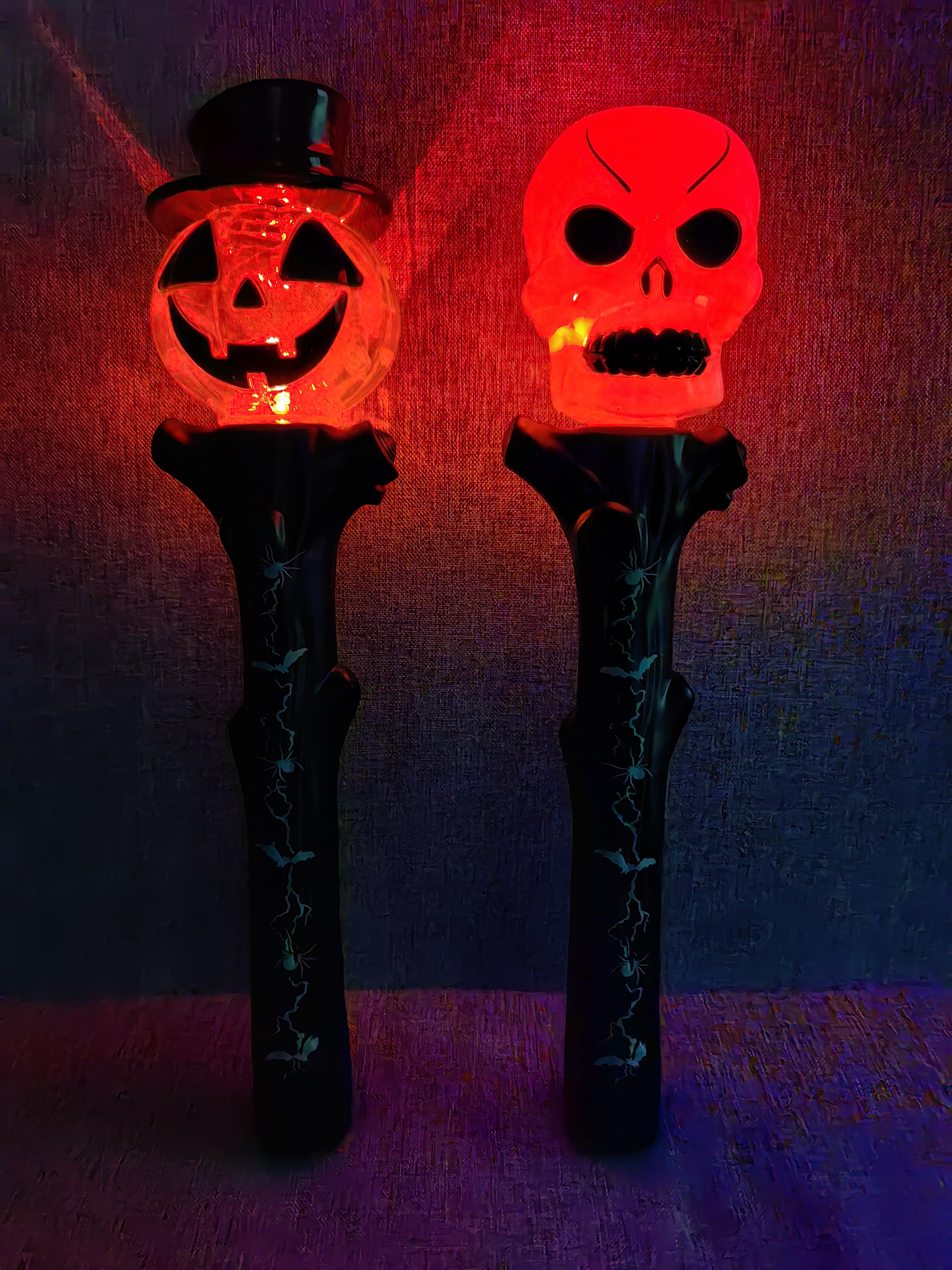 LED七彩发光带音乐万圣节南瓜/鬼头棒 万圣节闪光棒细节图