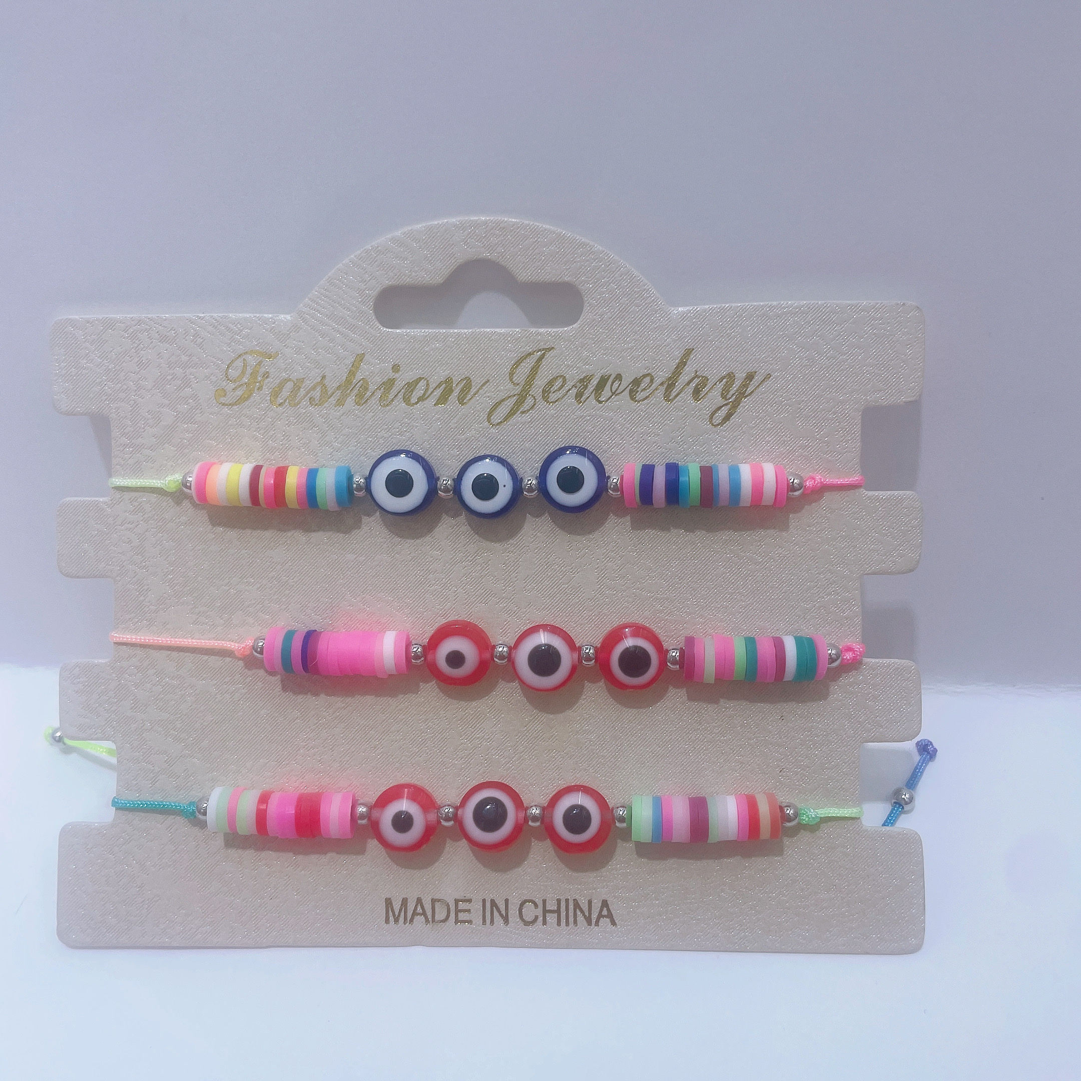 手链手串首饰 蓝眼睛软陶手工编织红绳手链批发手链