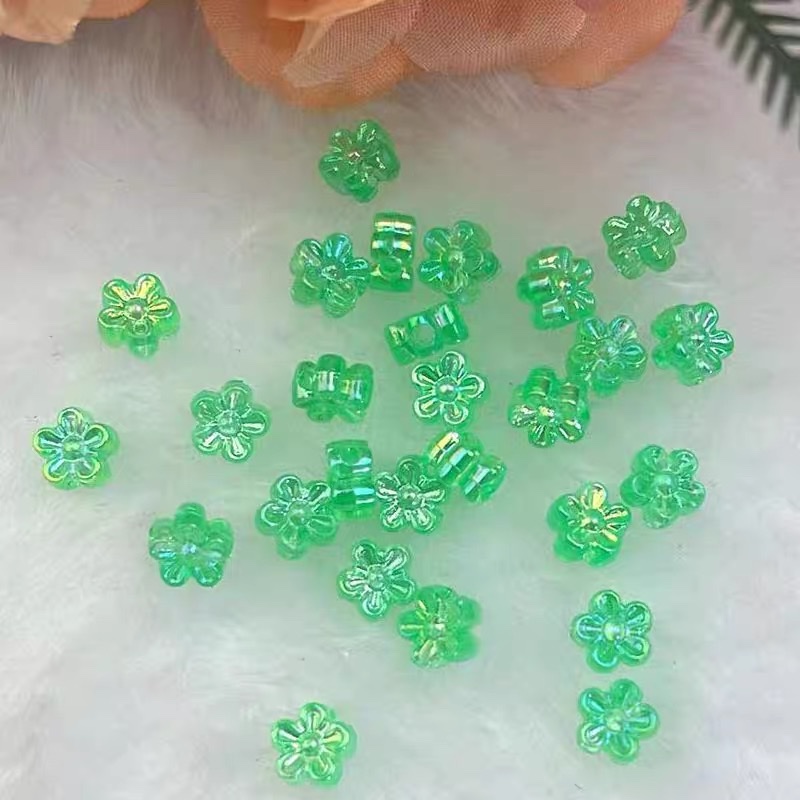6mmAB colorful transparent plum blossom plated flower diy children's handcrafted beaded woven bracelet beads detail image 3