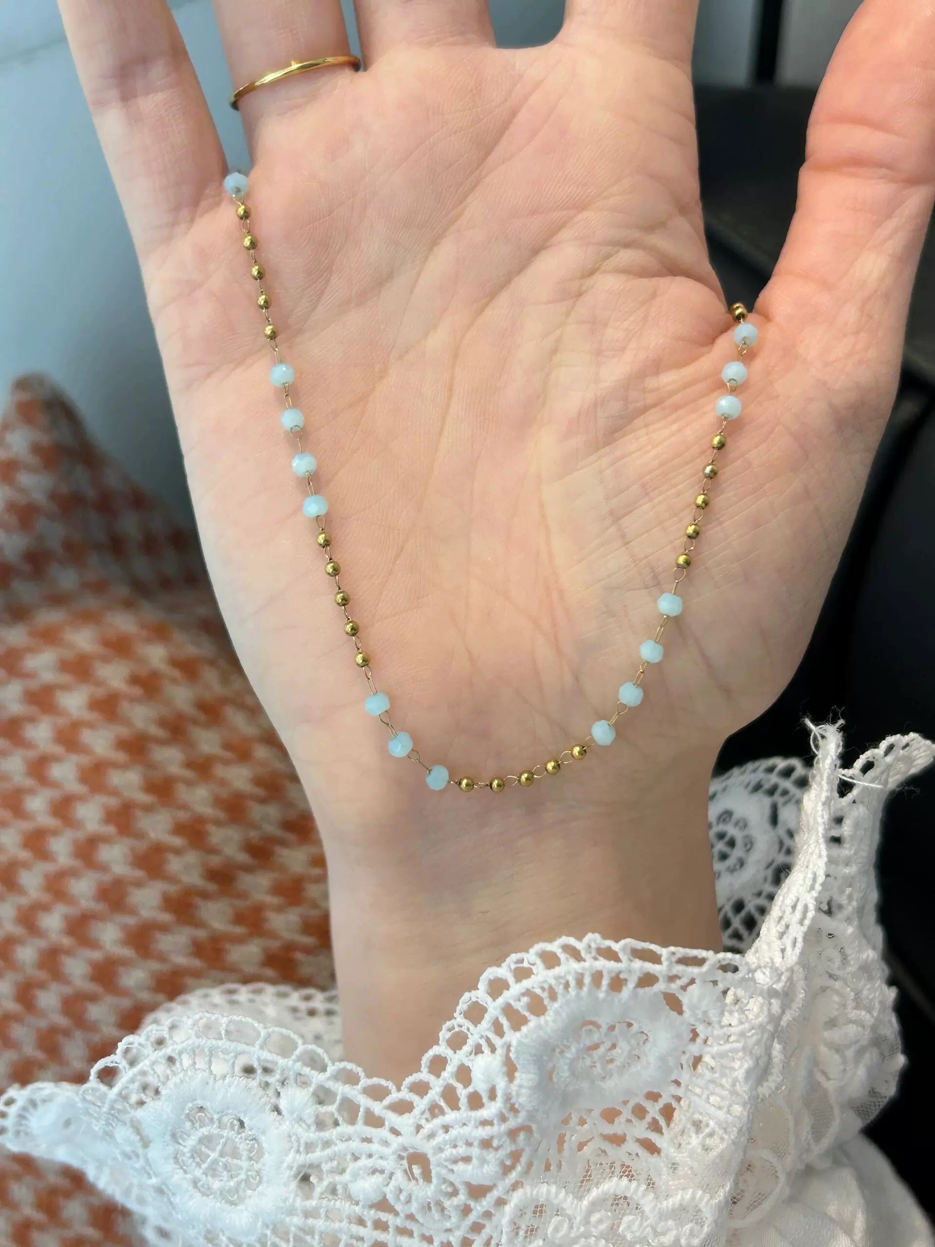 原创海洋蓝小清新项链百搭ins轻奢简约女生闺蜜叠戴夏锁骨链颈链项链详情图3