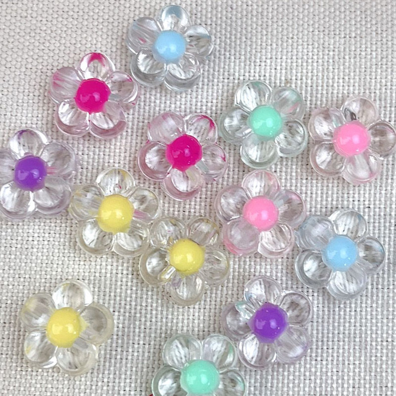 12mm inner color transparent plum blossom flower diy children's handcrafted beaded woven bracelet, beads within beads, scattered beads detail image 1
