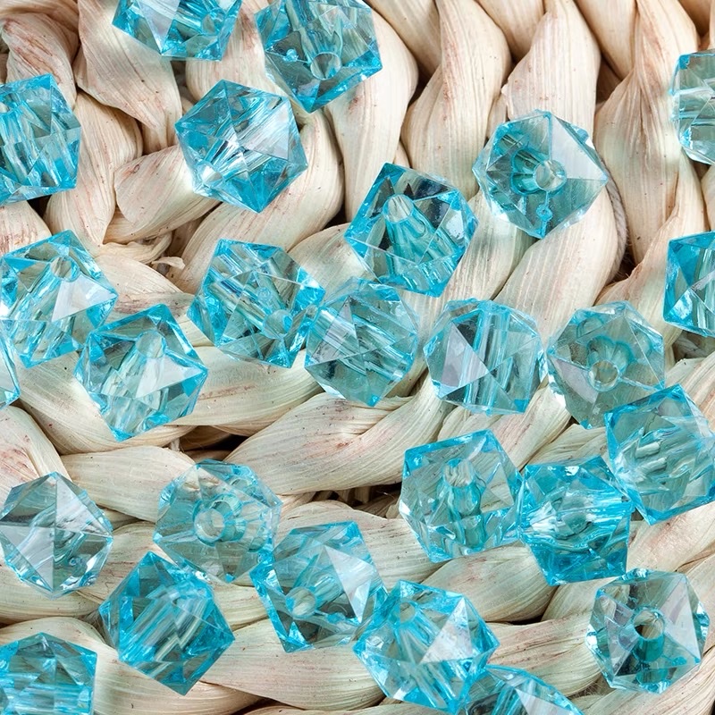 8mm四方珠透明水晶亚克力散珠子diy手工饰品创意立体菱形穿孔串珠详情图6