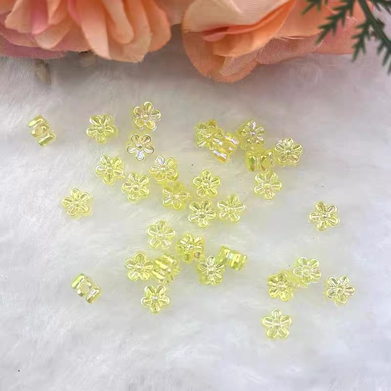 6mmAB colorful transparent plum blossom plated flower diy children's handcrafted beaded woven bracelet beads detail image 2