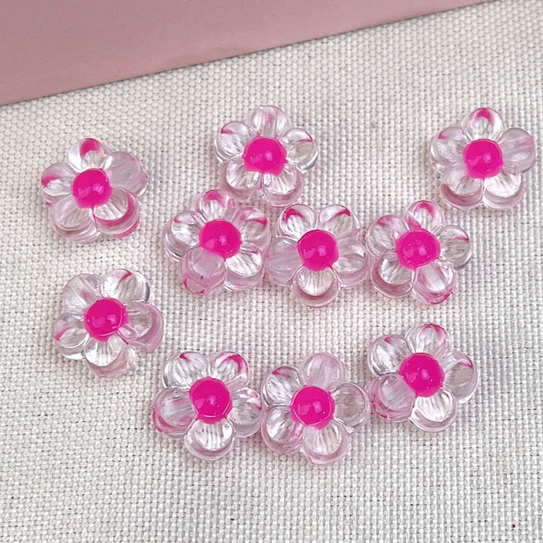12mm inner color transparent plum blossom flower diy children's handcrafted beaded woven bracelet, beads within beads, scattered beads detail image 5
