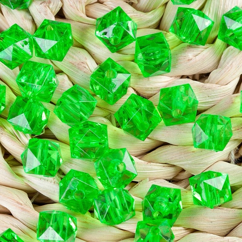 8mm四方珠透明水晶亚克力散珠子diy手工饰品创意立体菱形穿孔串珠详情图7