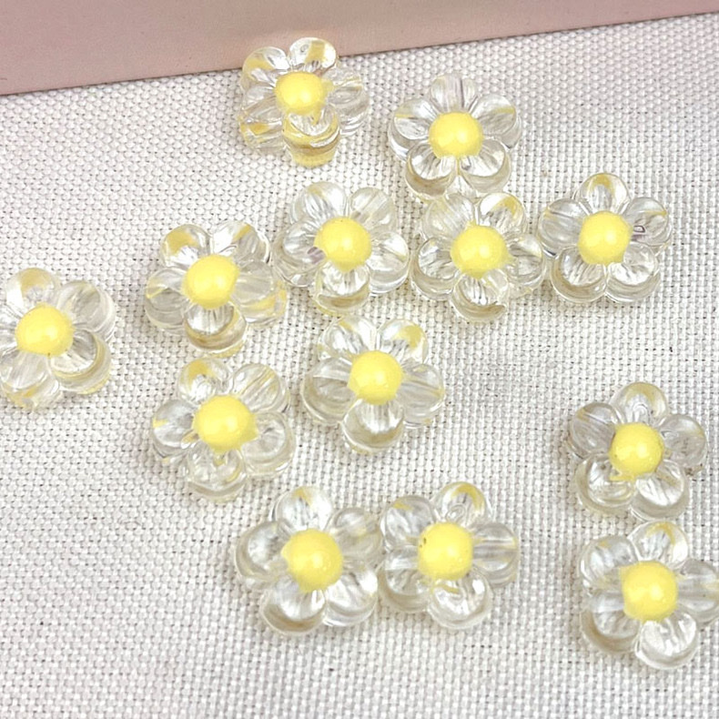 12mm inner color transparent plum blossom flower diy children's handcrafted beaded woven bracelet, beads within beads, scattered beads detail image 6