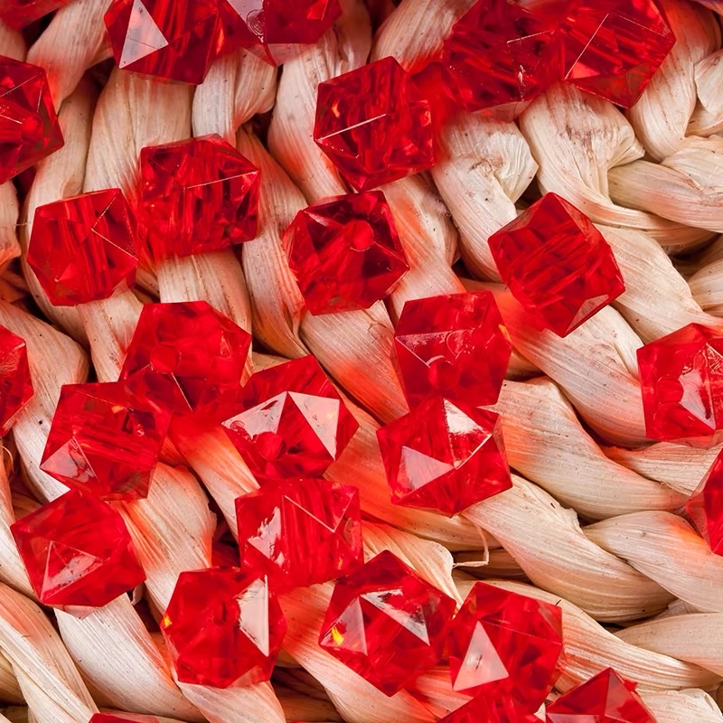 8mm四方珠透明水晶亚克力散珠子diy手工饰品创意立体菱形穿孔串珠详情图5