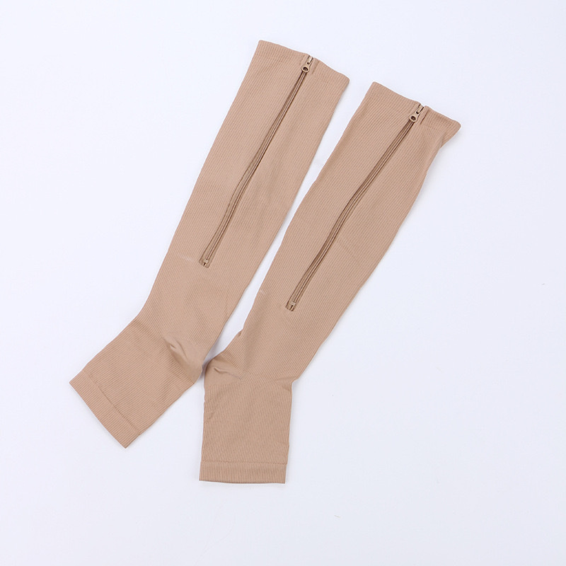 跨境专供压缩袜 zip sox 收腿拉链中筒袜压力露趾袜压力弹力袜产品图