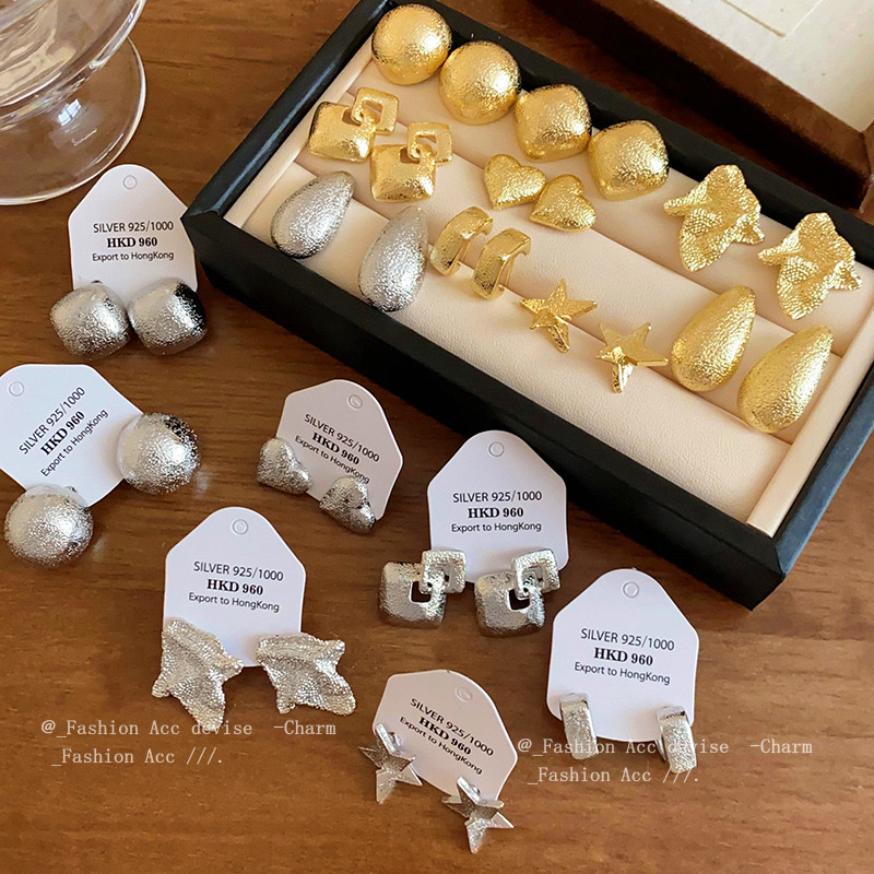 银针金属简约星星耳钉小众通勤百搭耳环个性轻奢冷淡风耳饰批发女 饰品耳饰