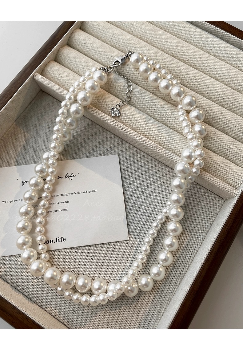 珍珠项链 高级银饰 精美女士珍珠饰品 优雅气质锁骨链 时尚首饰礼物产品图